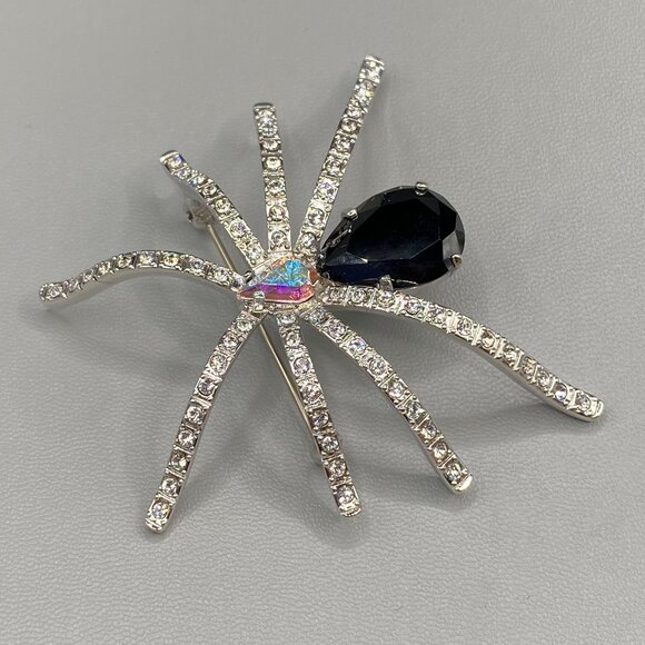 Signed Butler Rare Large Crystal Spider Brooch New - Picture 2 of 6